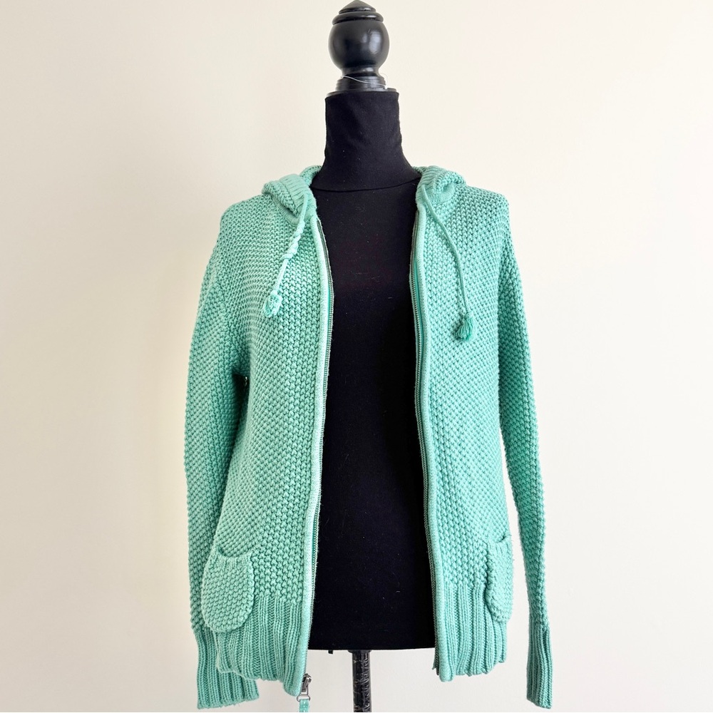 Y2K Vintage Old Navy Zip-Up moss Knitted Sweater – Size Large
